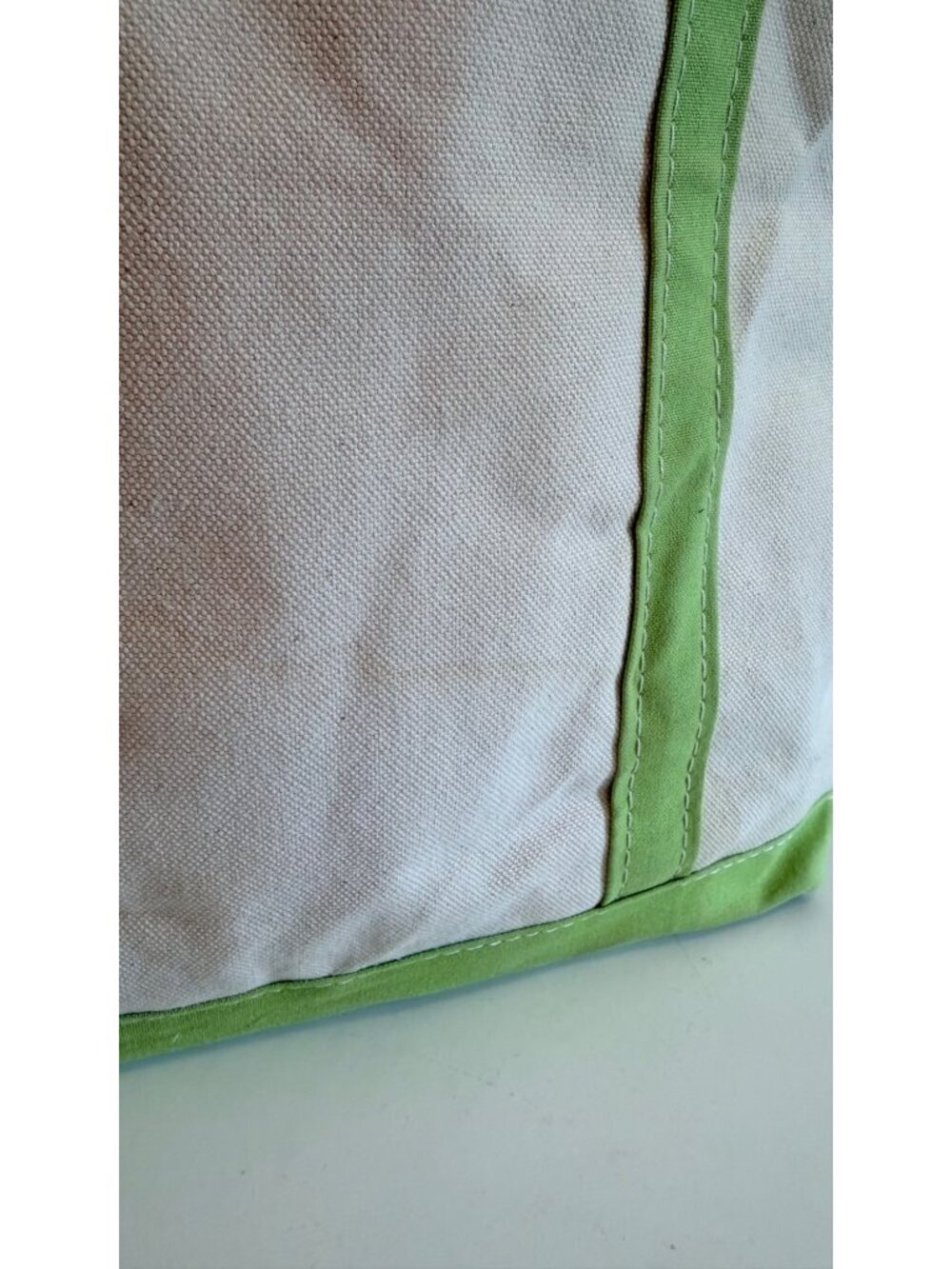 L.L.Bean Boat And Tote Canvas Bag Beige & Green Starfish Embroidery Made In USA - Picture 8 of 15